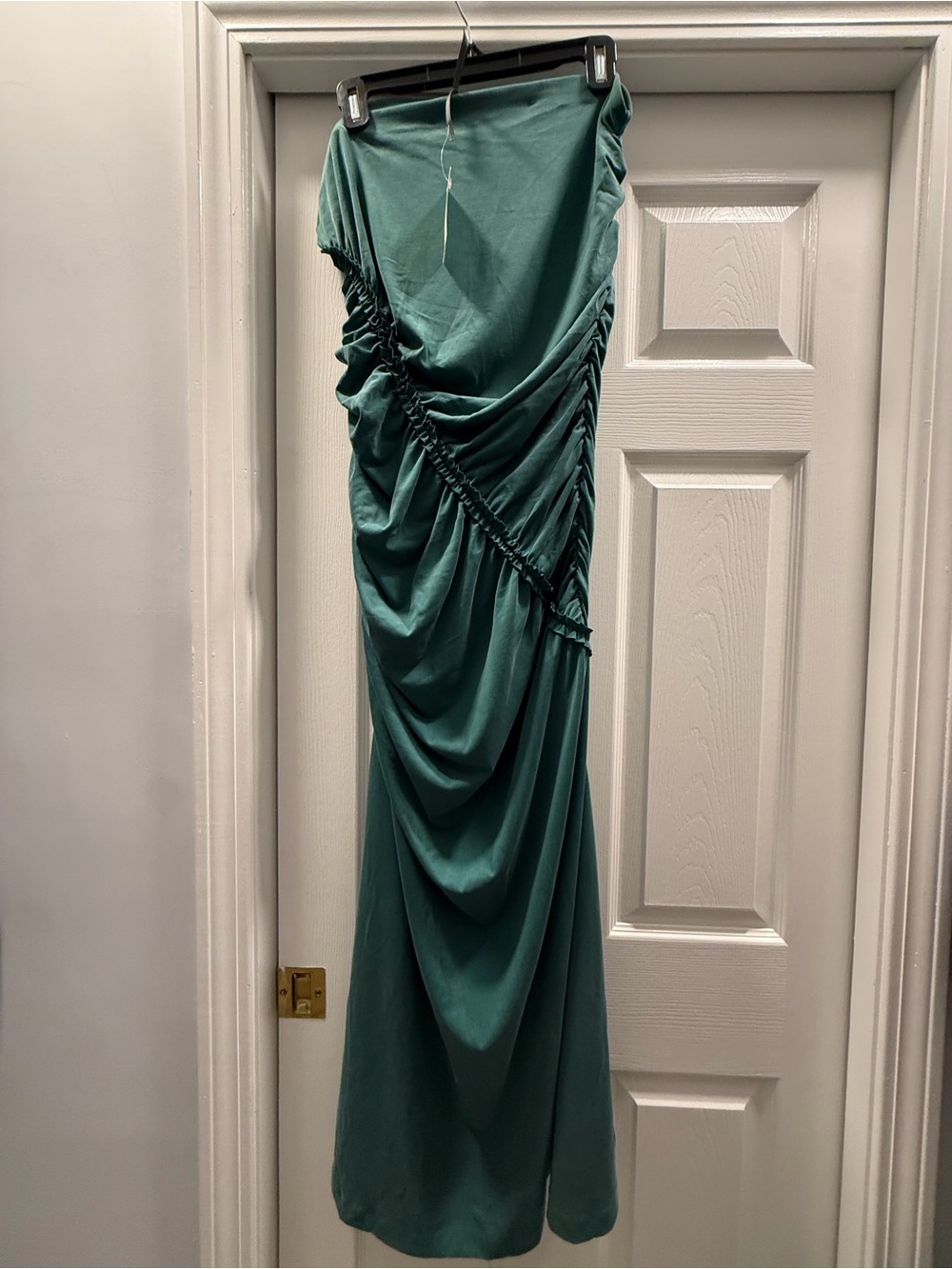 Anthropologie Green Asymmetrical Ruched Tube Dress - XL